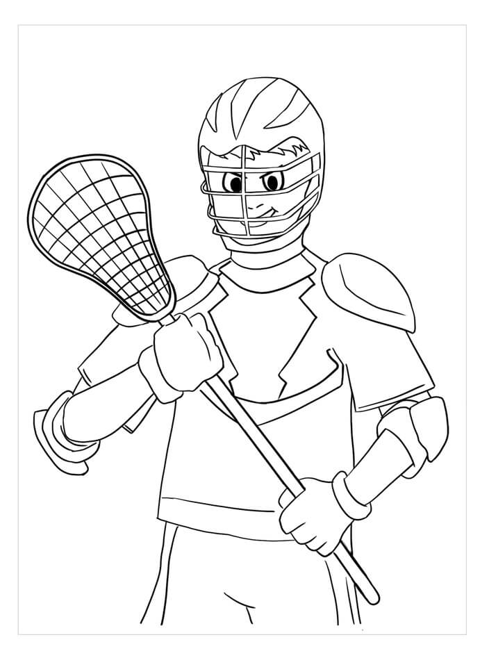 Dibujo de Divertido Jugador de Lacrosse para Colorear y Imprimir