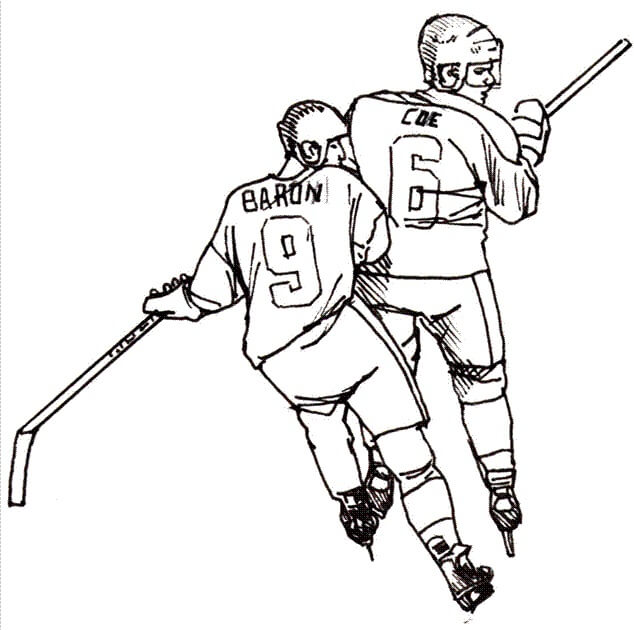 Dibujo de dos Jugadores de Lacrosse para Colorear y Imprimir