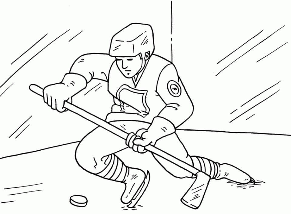 Dibujo de Jugador Simple de Lacrosse para Colorear y Imprimir