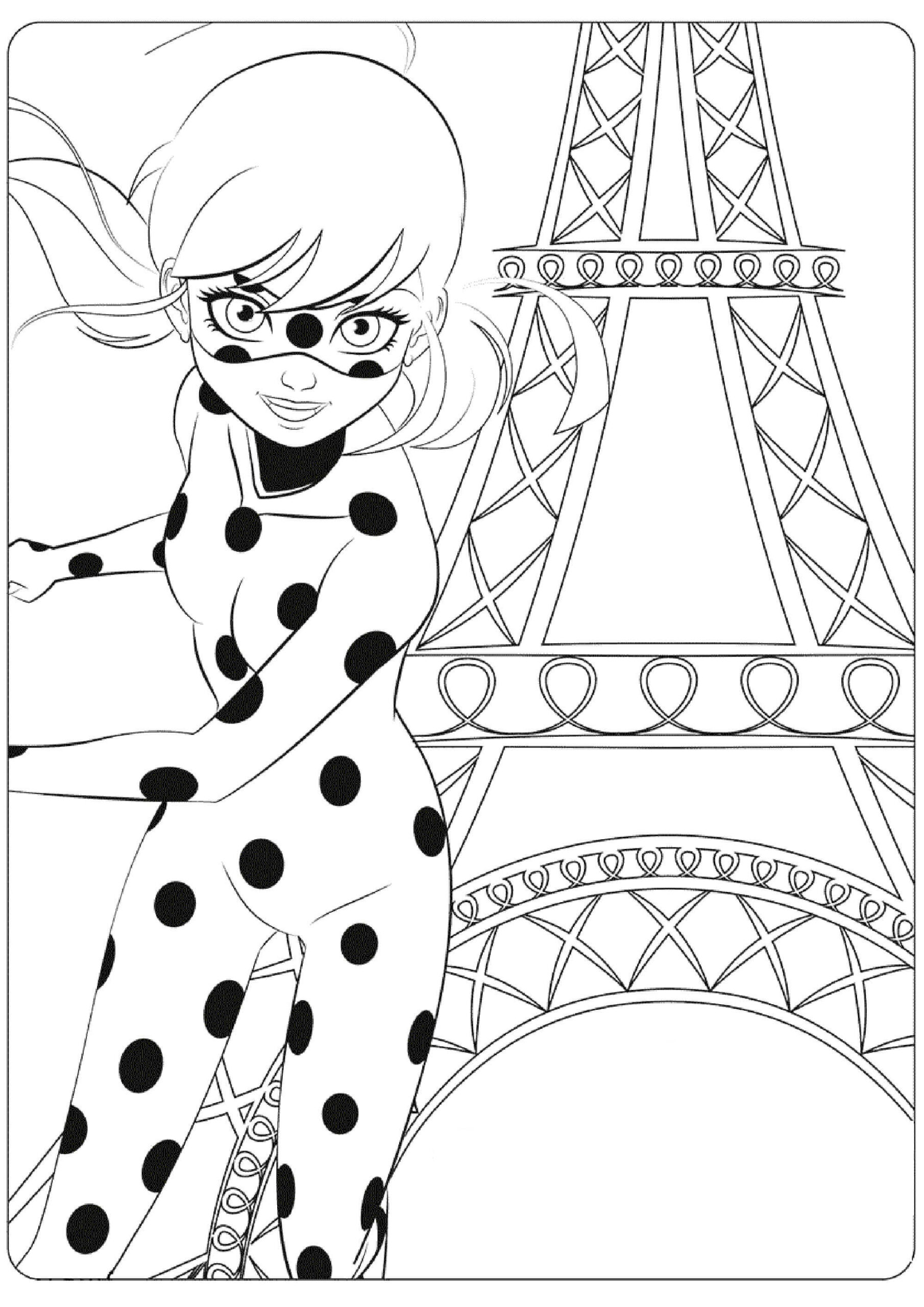 dibujo ladybug mit eiffelturm scaled para colorear