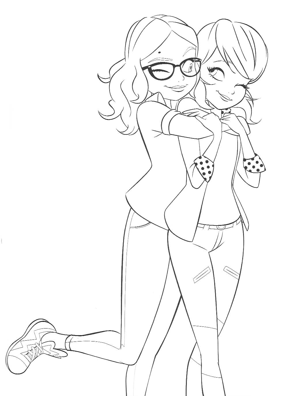 dibujo ladybug umarmt freund para colorear
