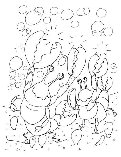 dibujo dos langostas para colorear