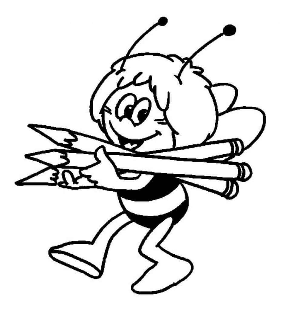 dibujos abeja con tres lapices para colorear