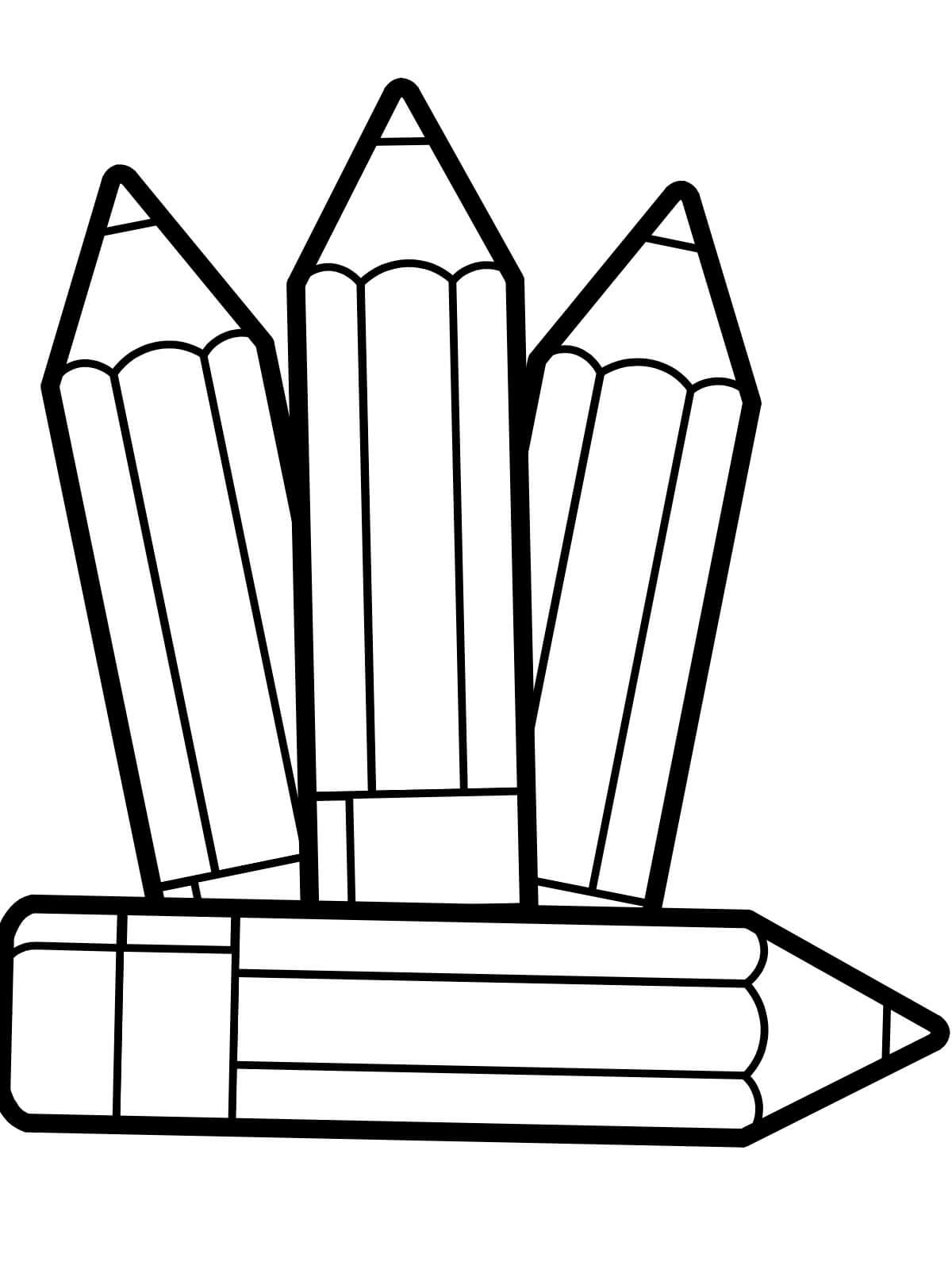 dibujos cuatro lapices para colorear