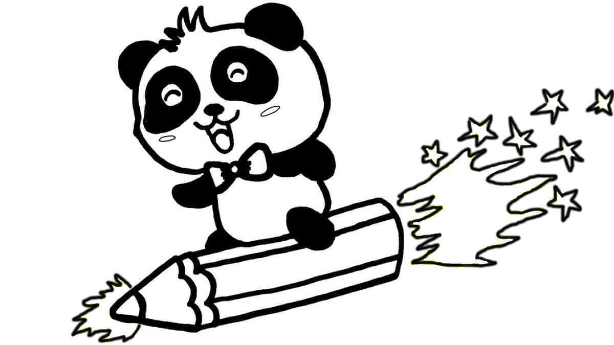 dibujos panda con lapiz para colorear