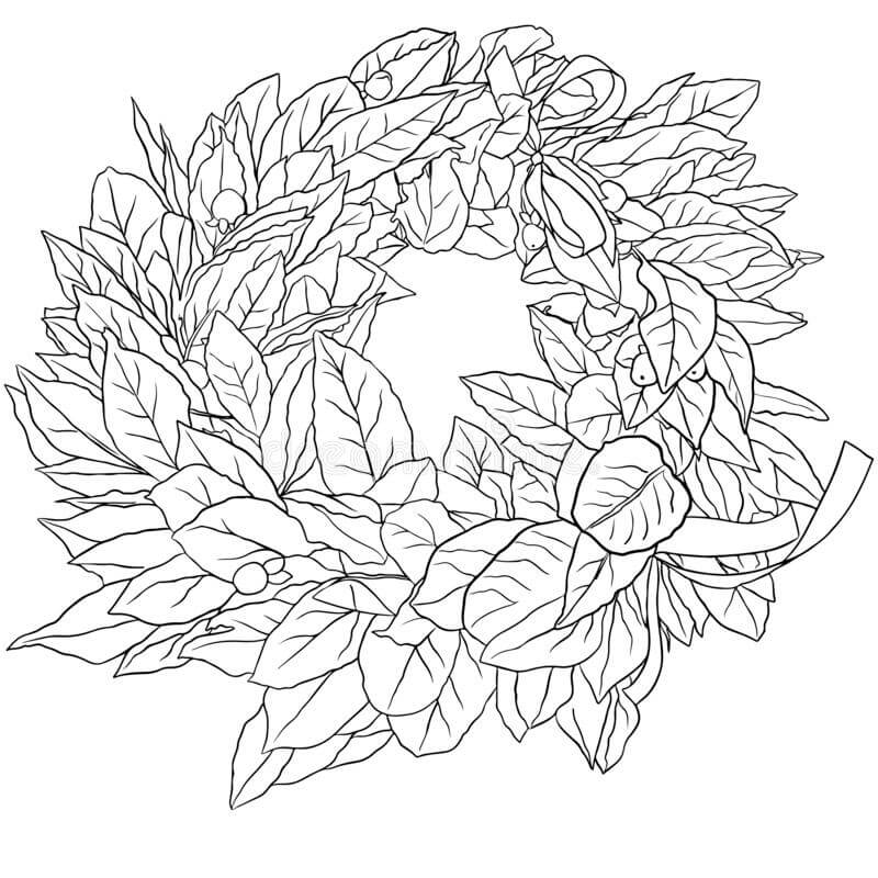 Dibujo de Corona de Laurel de Color para Colorear y Imprimir