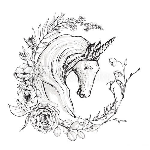 Dibujo de Genial Unicornio y Laurel para Colorear y Imprimir
