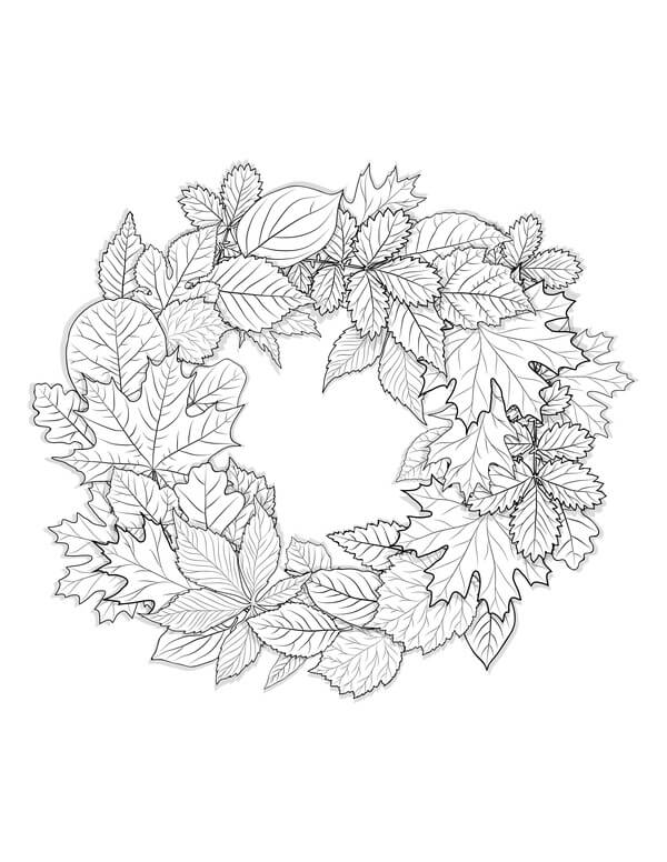 Dibujo de Laurel de Hoja de Otoño para Colorear y Imprimir