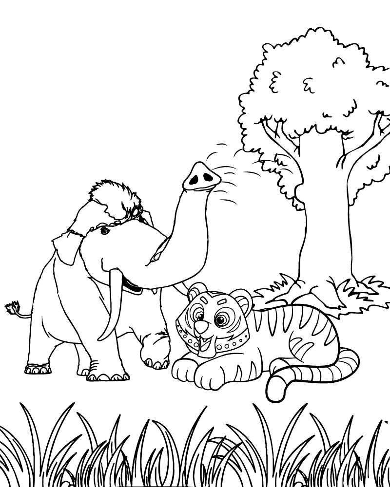 dibujo elephant friend of tig para imprimir y colorear
