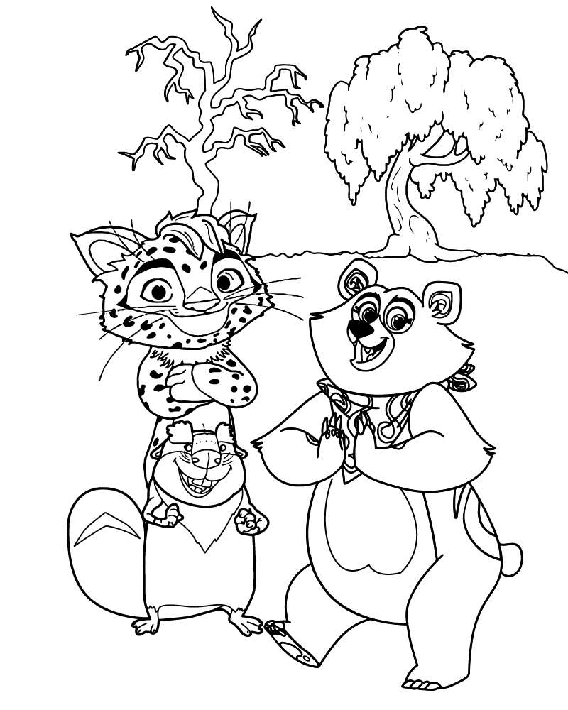 dibujo leo and bear para imprimir y colorear