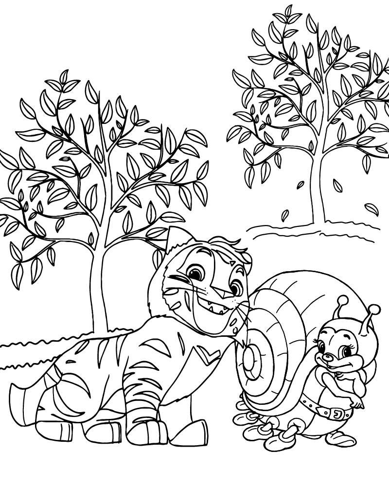 dibujo tig and snail para imprimir y colorear