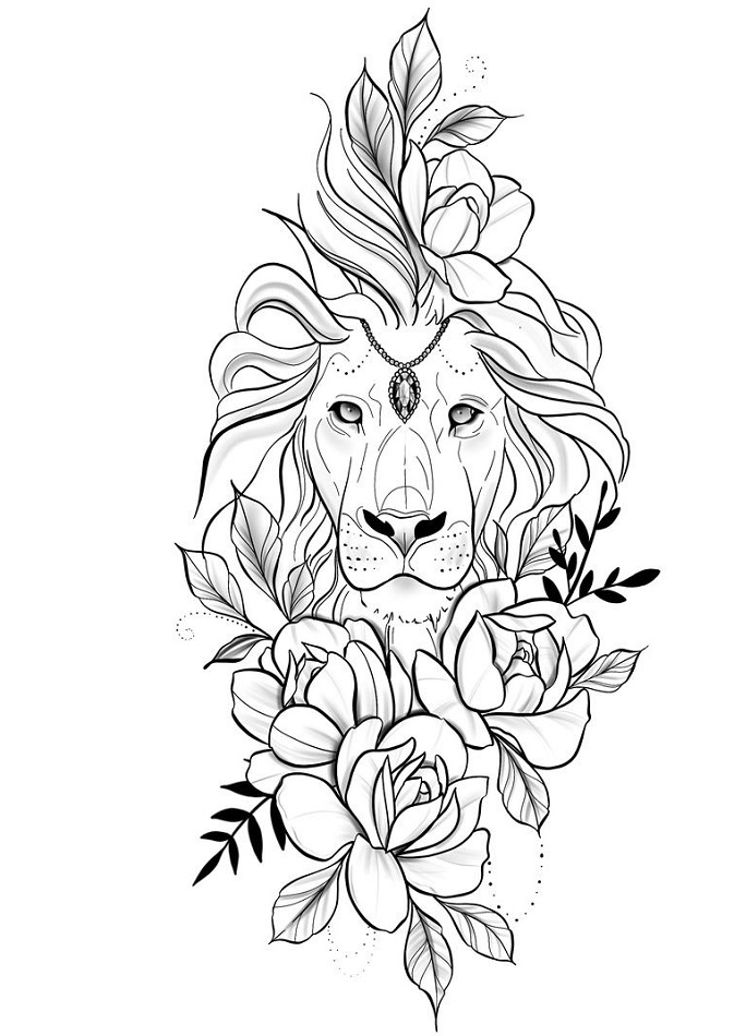 Dibujo de Hermoso Rostro de León para Colorear y Imprimir