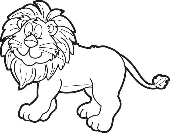 Dibujo de León de Dibujos Animados para Colorear y Imprimir
