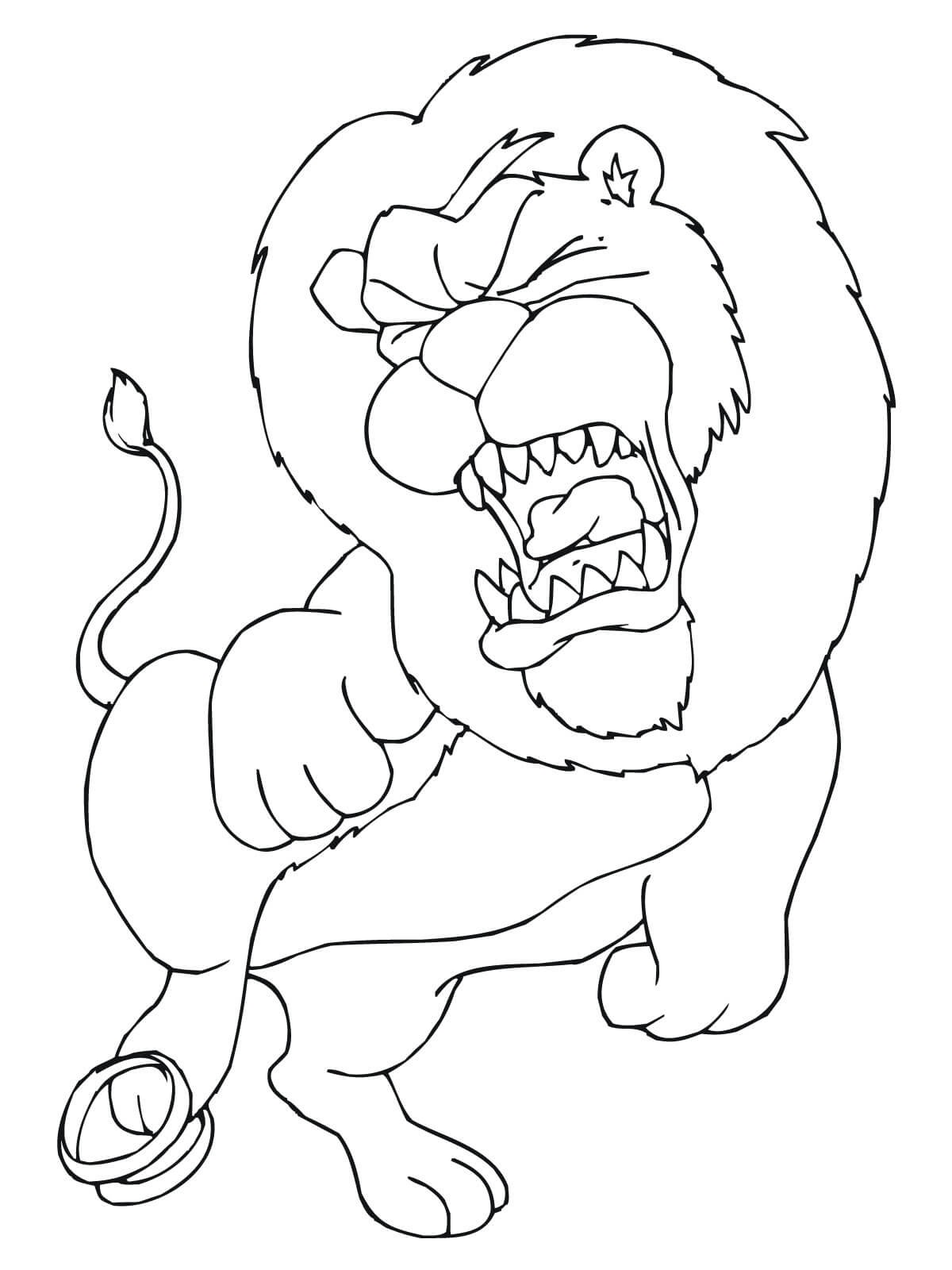 Dibujo de León En Dolor para Colorear y Imprimir