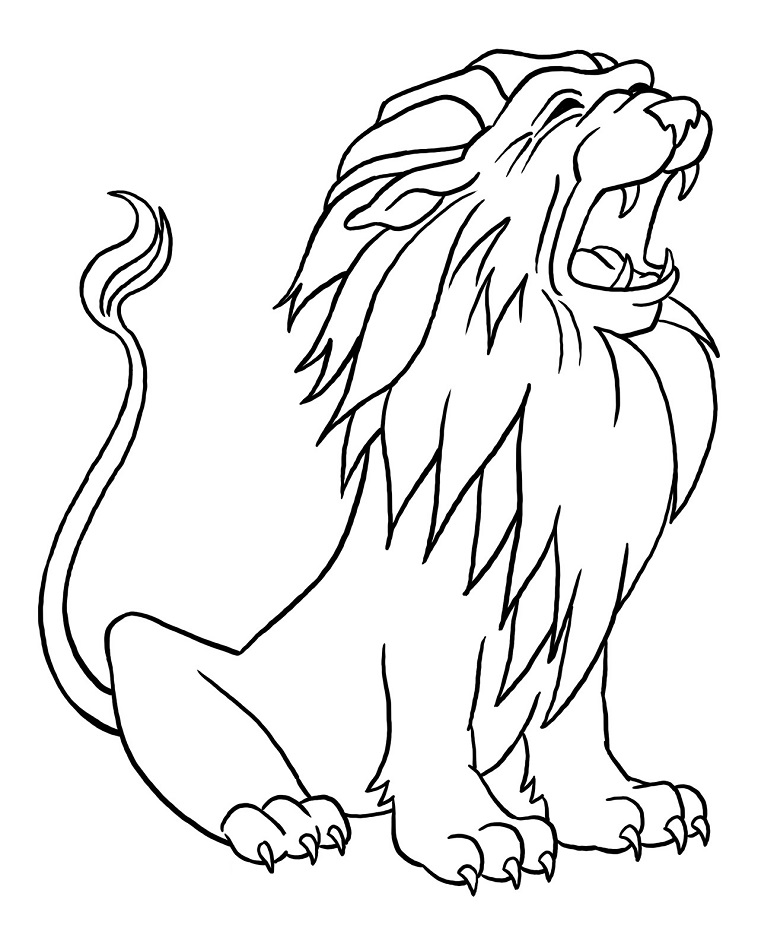 Dibujo de León Rugiendo para Colorear y Imprimir