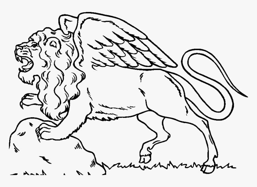 Dibujo de Los Leones Tienen Alas para Colorear y Imprimir
