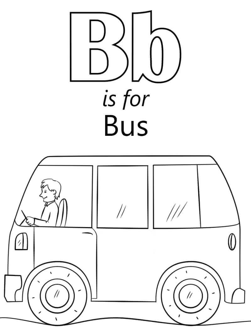 dibujos autobus letra b para colorear