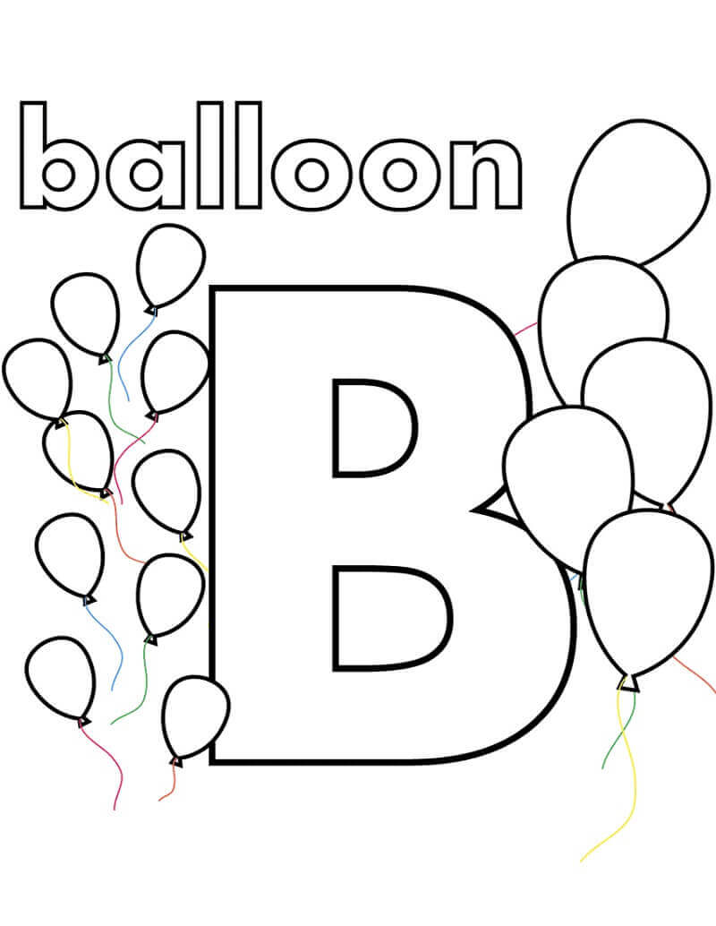 dibujos globo letra b y sol para colorear
