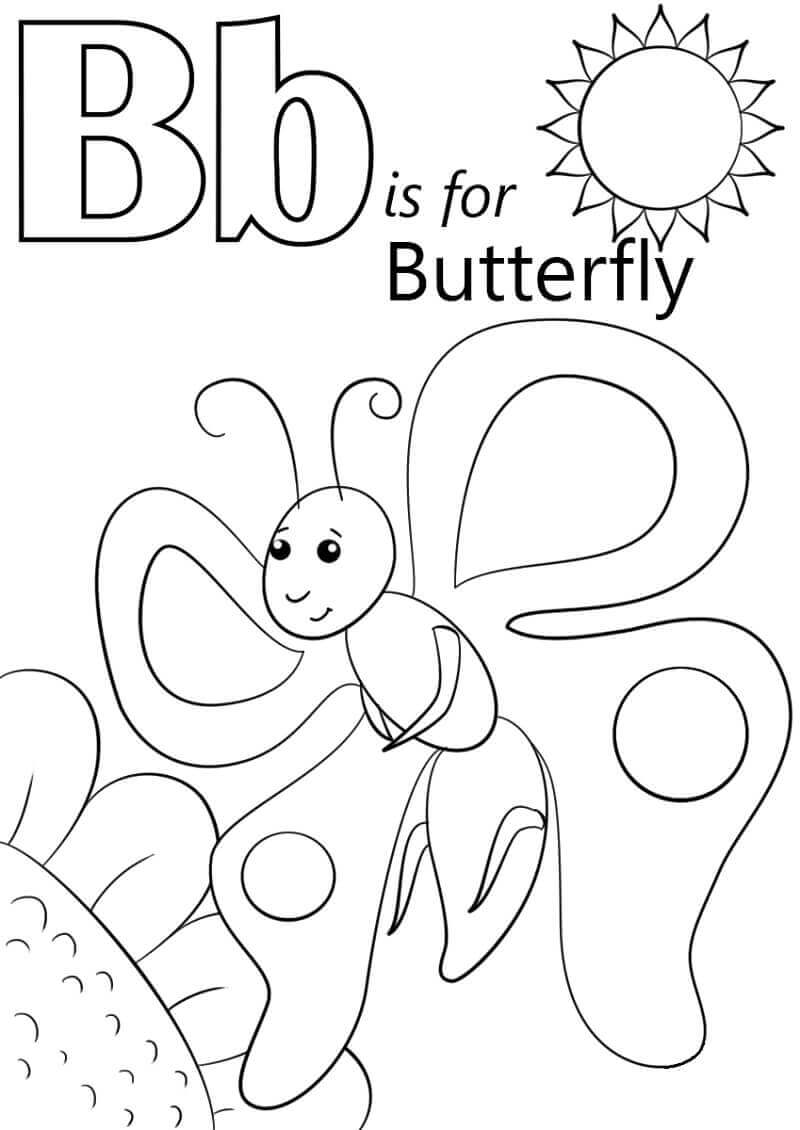 dibujos mariposa letra b para colorear