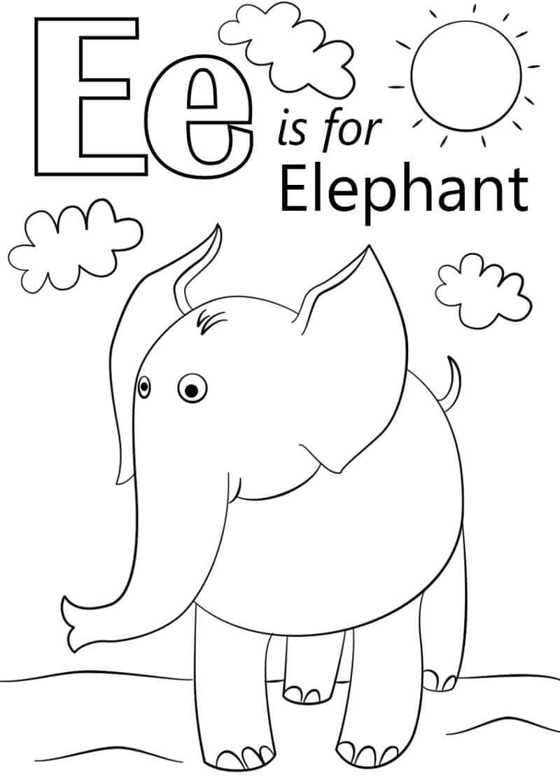 dibujos elefante letra e para colorear