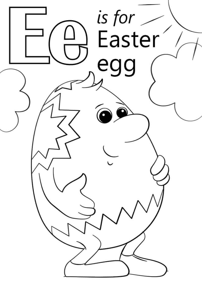 dibujos huevo de pascua letra e para colorear