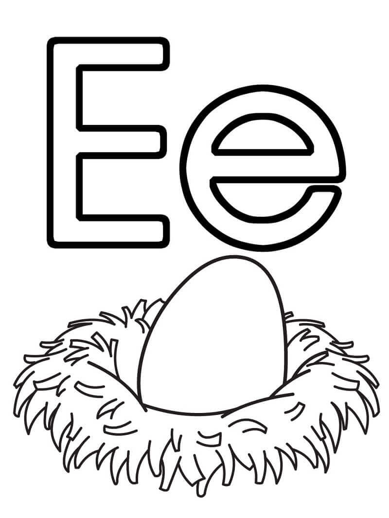 dibujos letra de huevo e para colorear