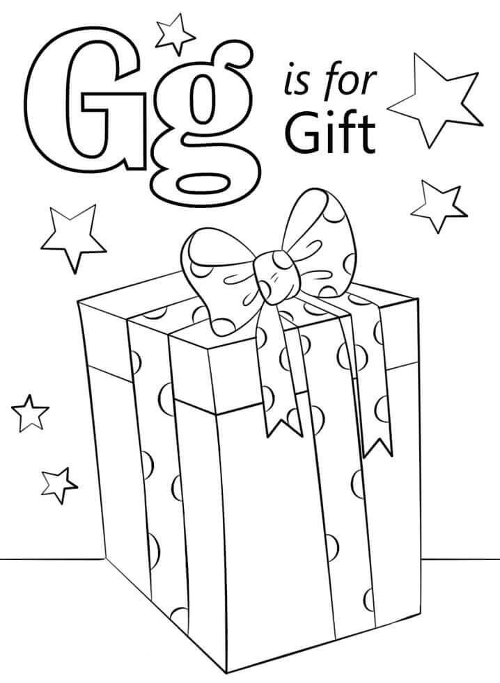 Dibujo de Carta de Regalo G para Colorear y Imprimir