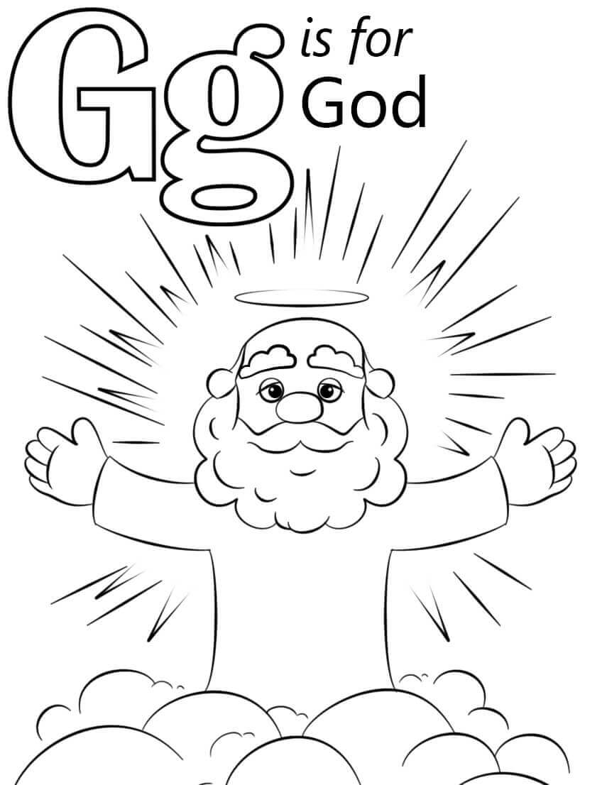 Dibujo de Dios Letra G para Colorear y Imprimir