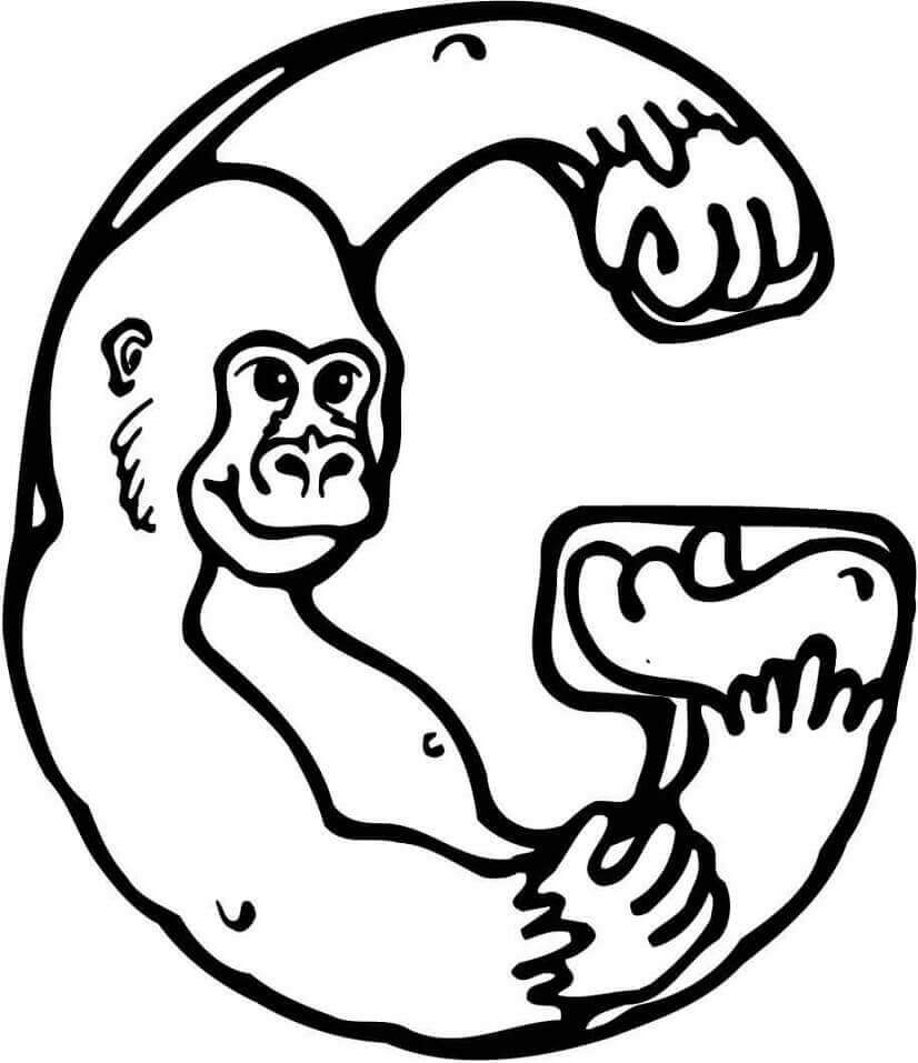 Dibujo de Godzilla Letra G para Colorear y Imprimir