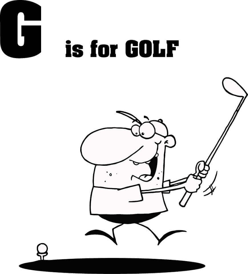 Dibujo de Golf Letra G para Colorear y Imprimir