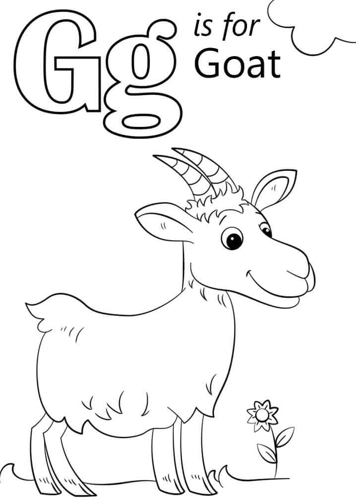 Dibujo de Letra de Cabra G para Colorear y Imprimir