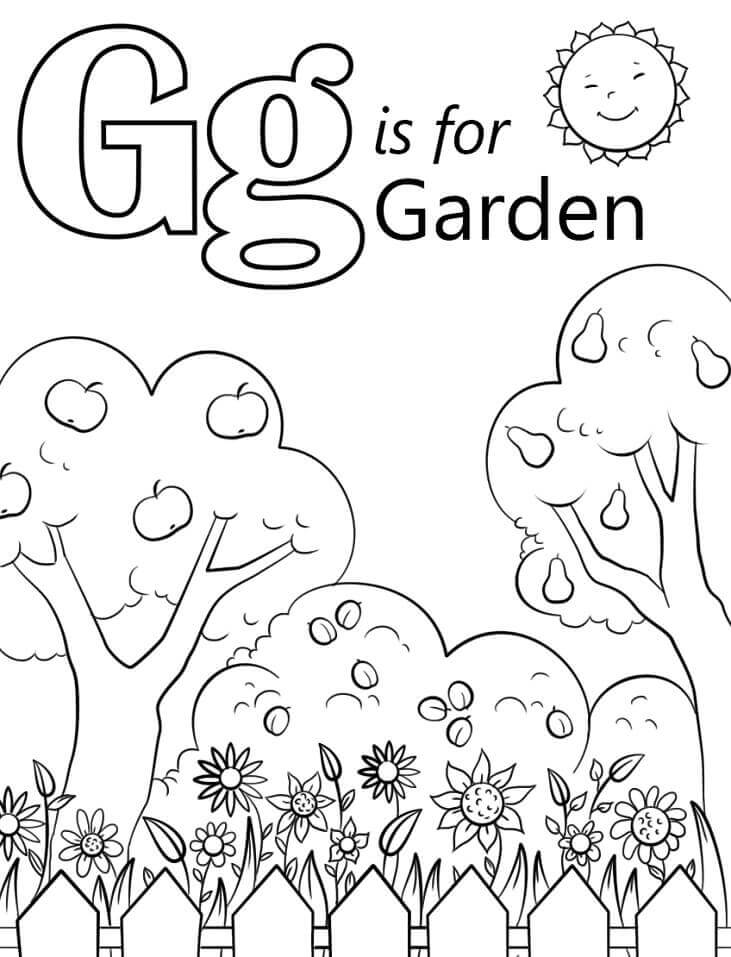 Dibujo de Letra de Jardín G para Colorear y Imprimir