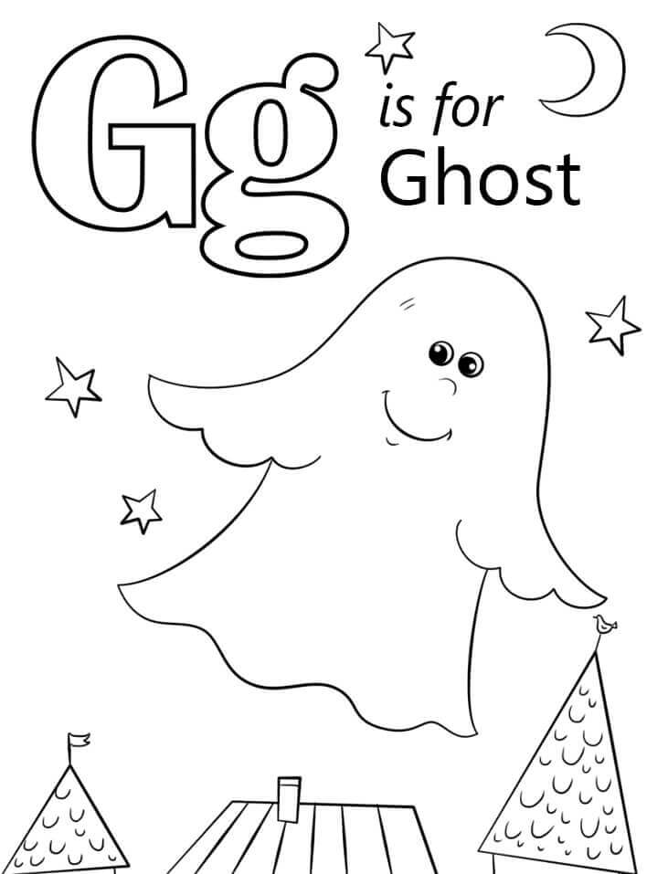 Dibujo de Letra Fantasma G para Colorear y Imprimir