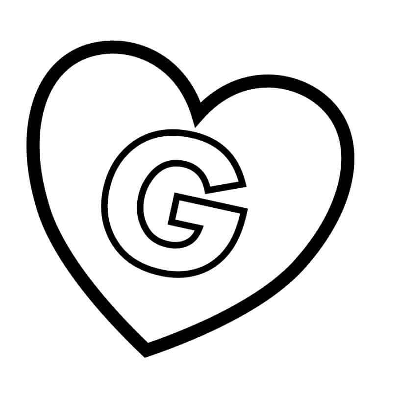 Dibujo de Letra G En Corazón para Colorear y Imprimir
