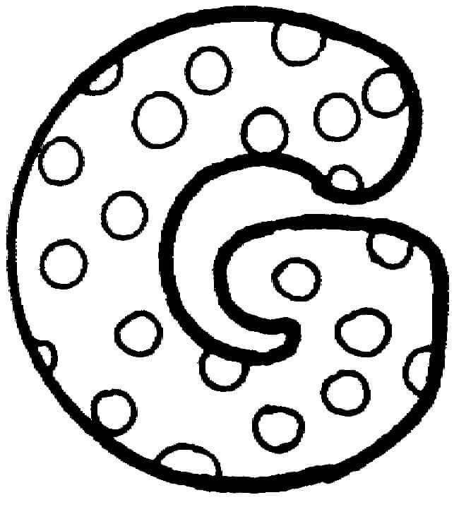 Dibujo de Lunares Letra G para Colorear y Imprimir