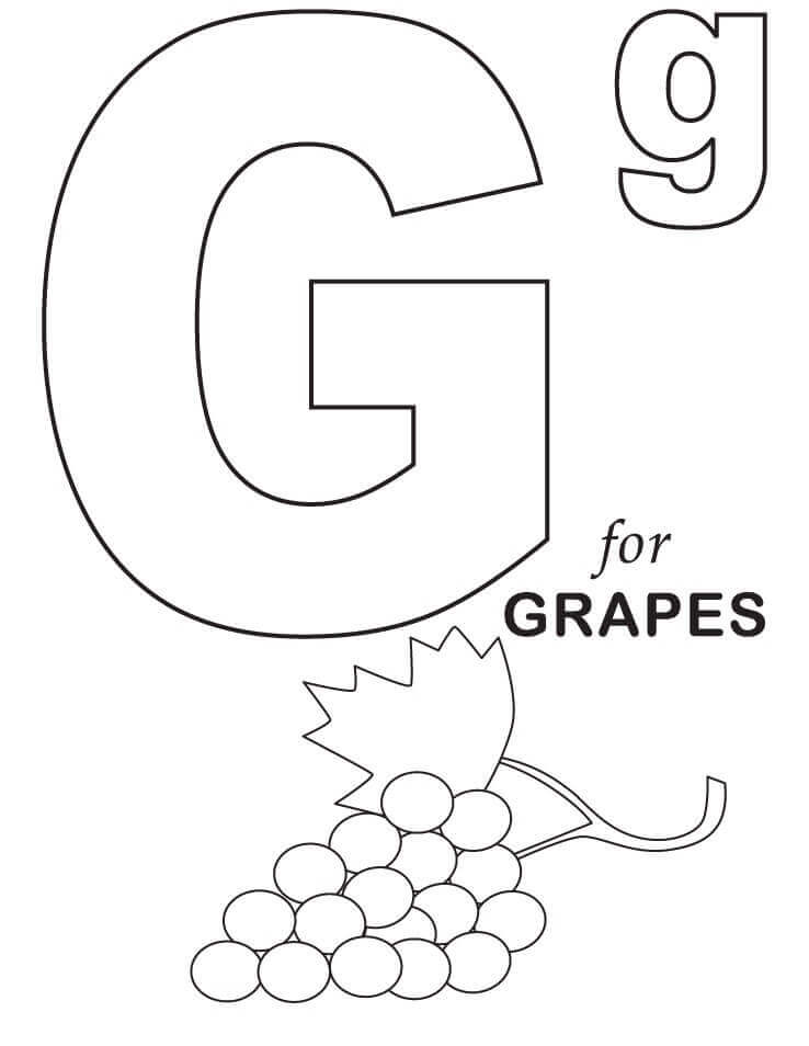 Dibujo de Uvas Letra G para Colorear y Imprimir