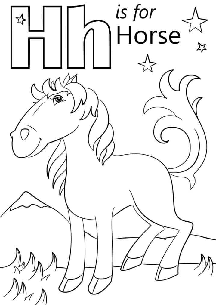 dibujos caballo letra h para colorear