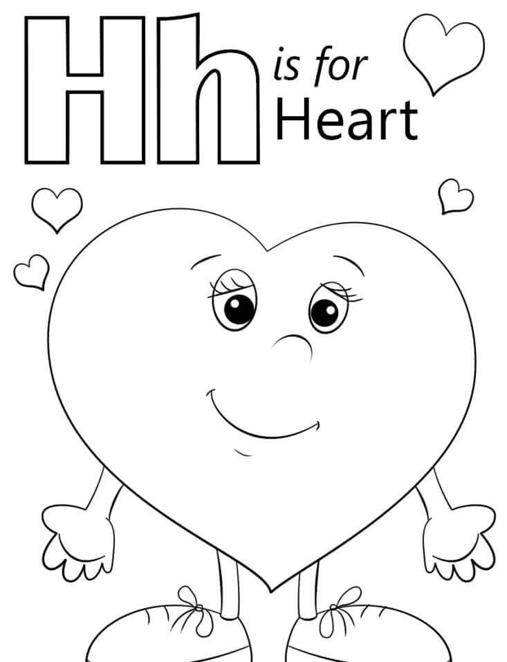 dibujos corazon letra h para colorear