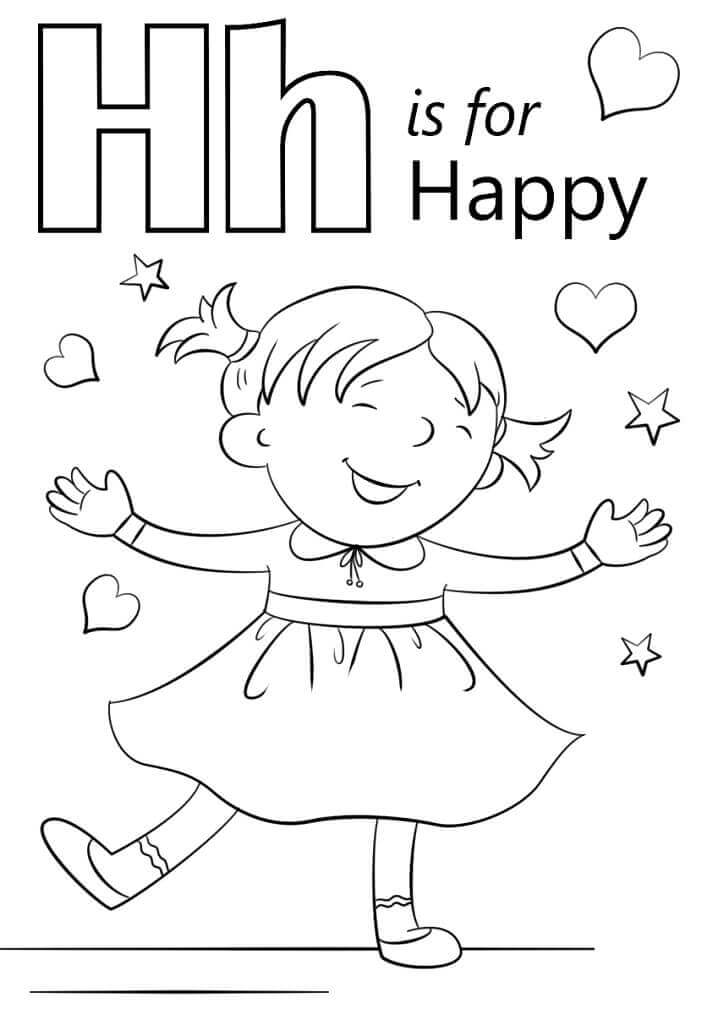 dibujos feliz letra h para colorear