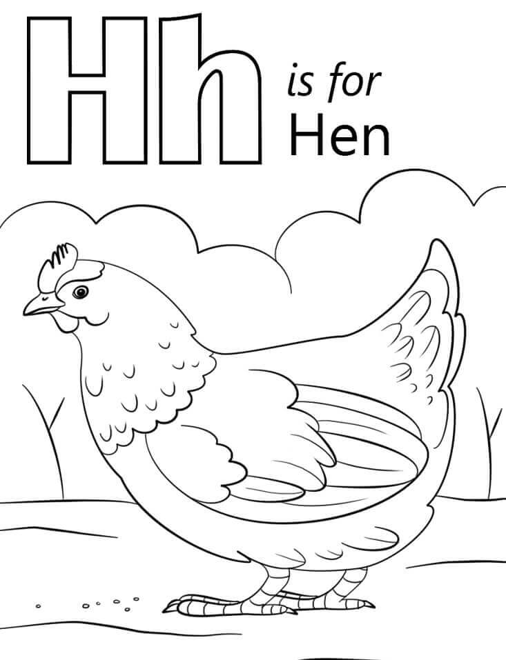 dibujos gallina letra h para colorear
