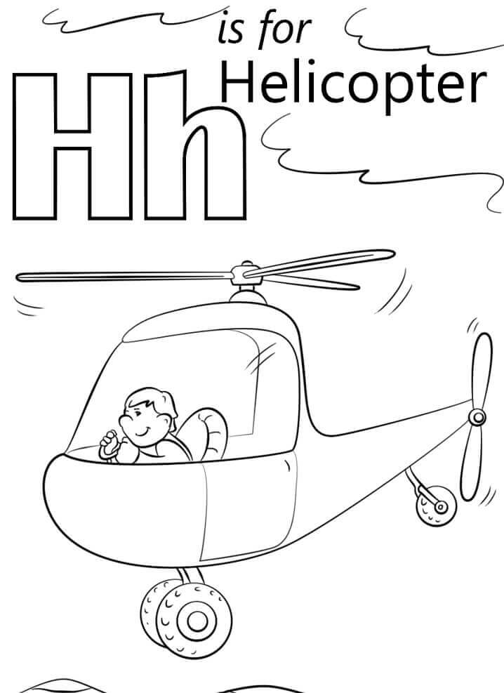 dibujos helicoptero letra h para colorear