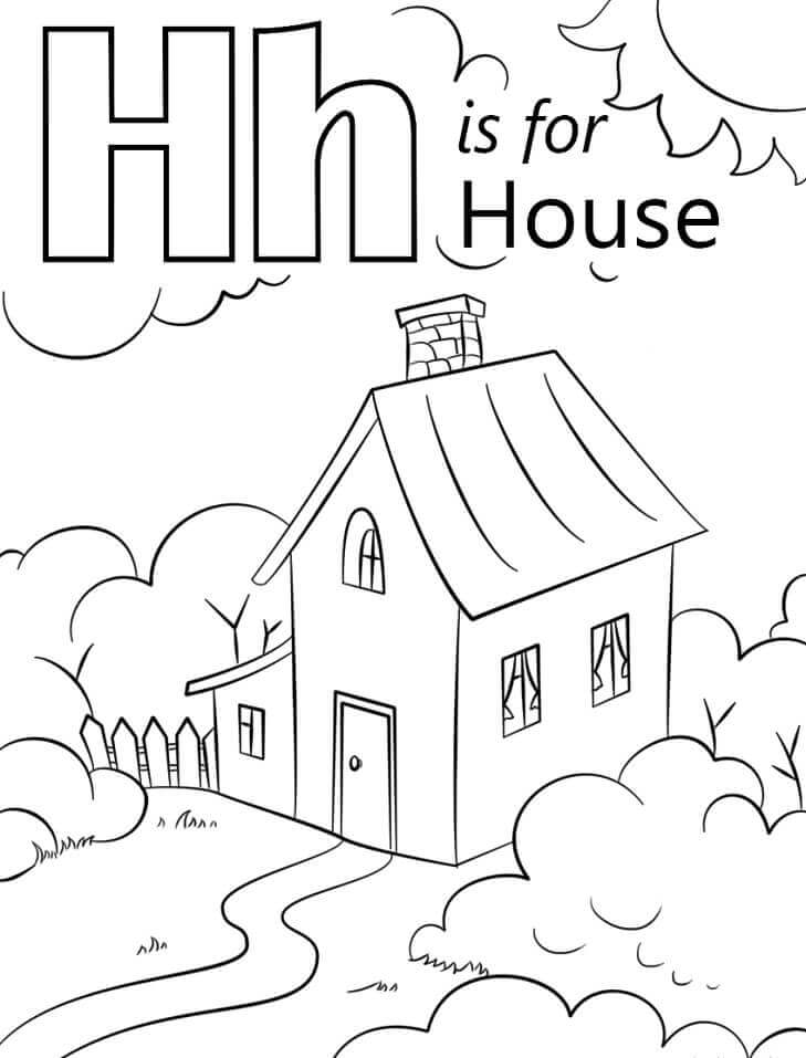 dibujos letra de casa h para colorear