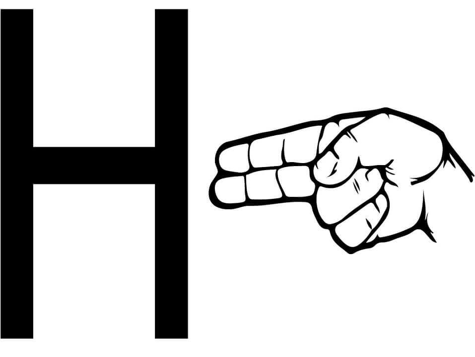 dibujos mano letra h para colorear
