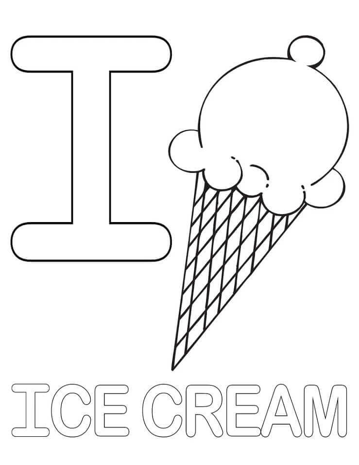dibujos helado de letra i lindo para colorear