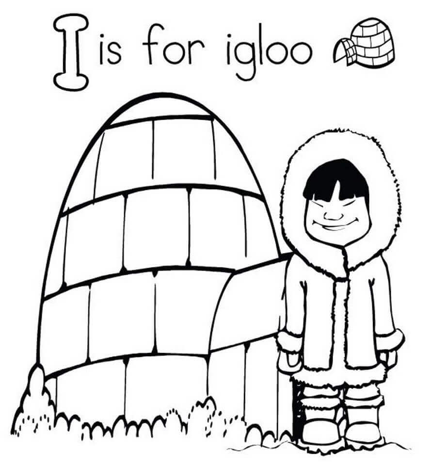 dibujos iglu letra i para colorear
