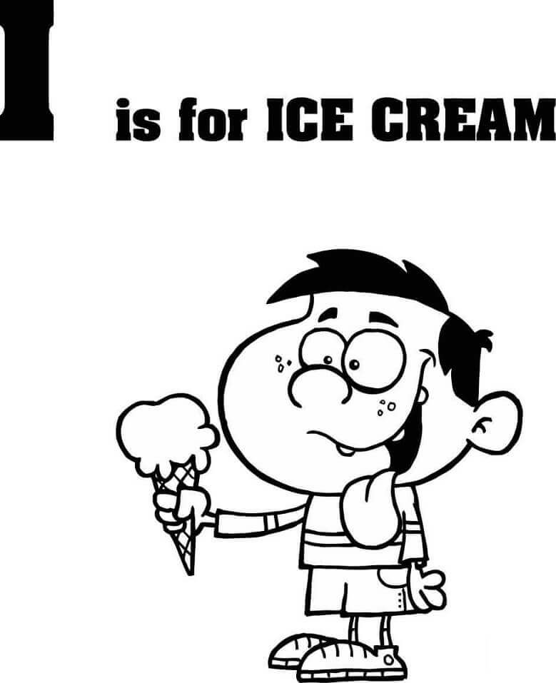 dibujos la letra i es para helado para colorear