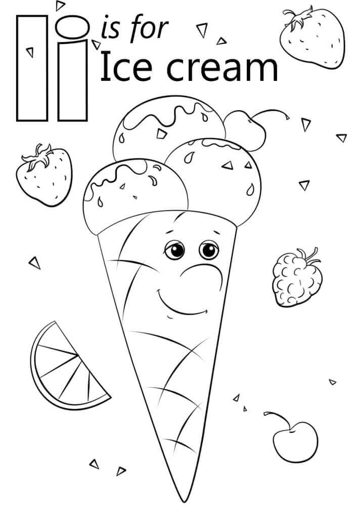 dibujos letra de helado i para colorear