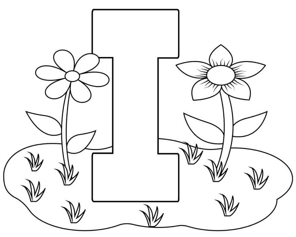 dibujos letra i flor para colorear
