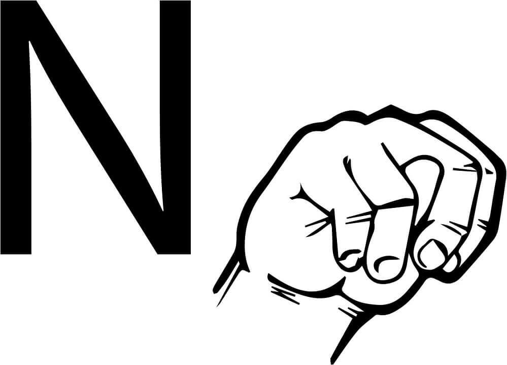 dibujos letra n mano para colorear