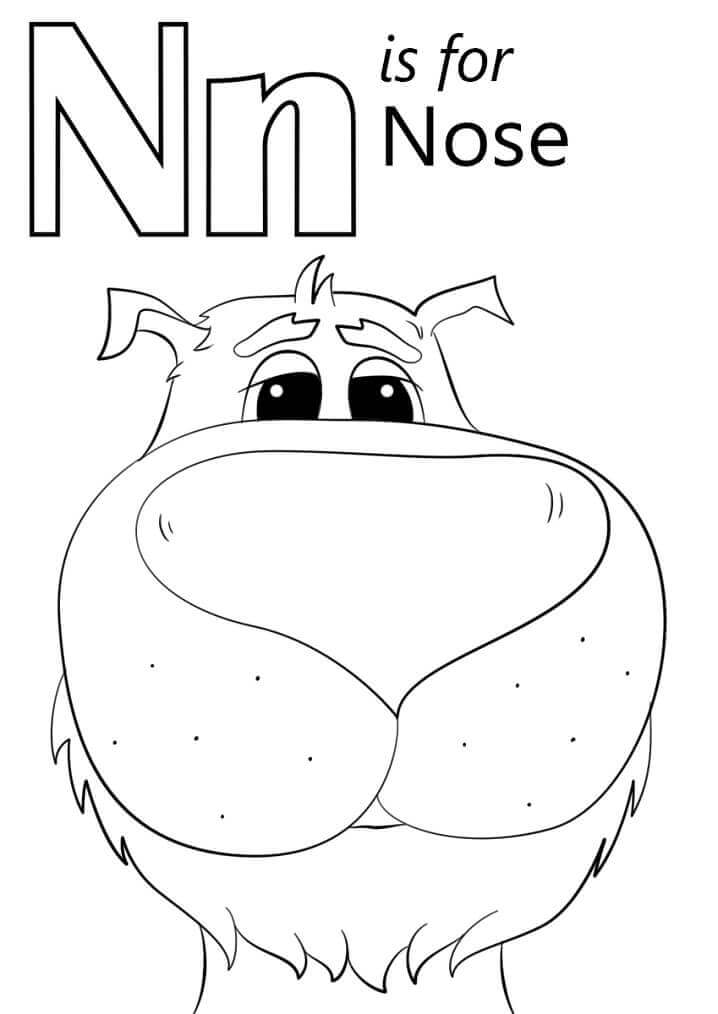 dibujos nariz letra n para colorear